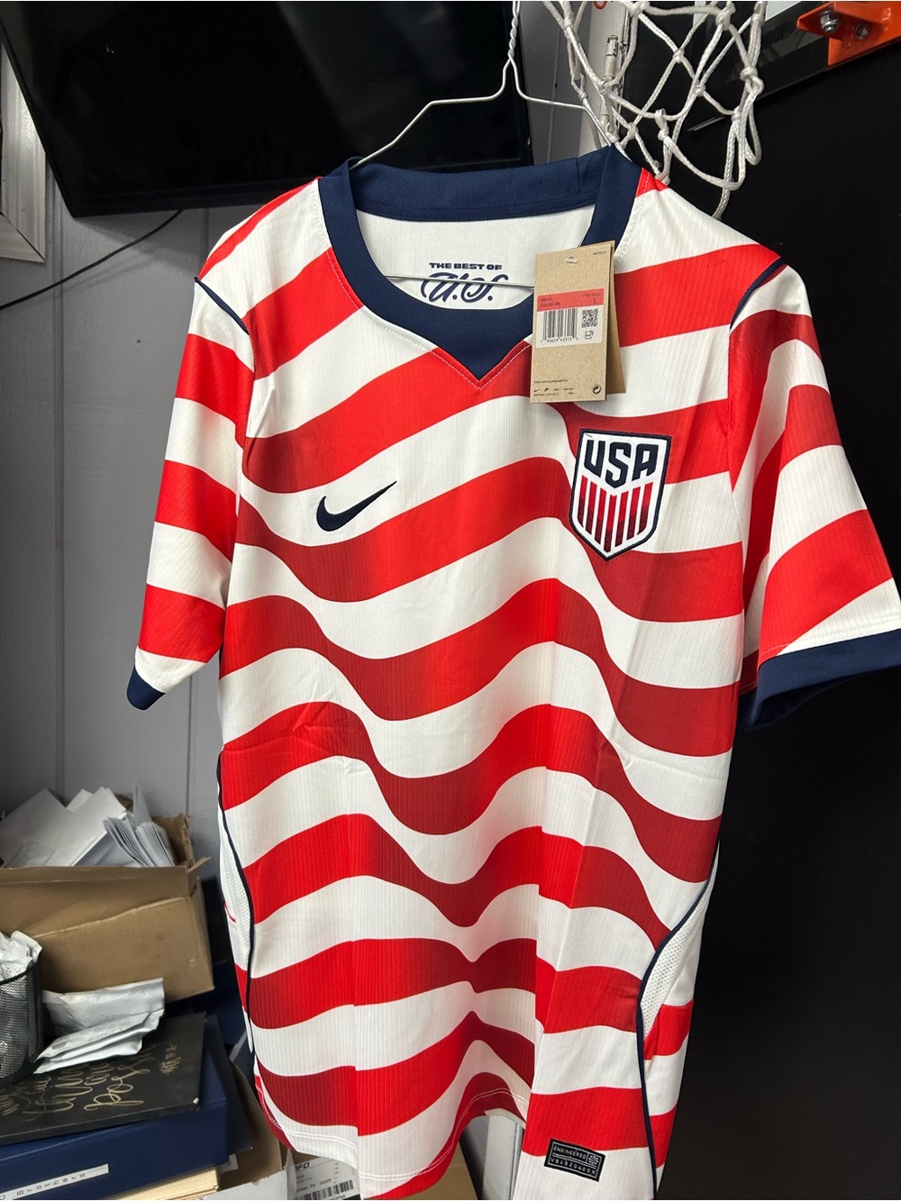 Nike Red & White USA Wave Stripe Soccer Jersey - Picture 10 of 10